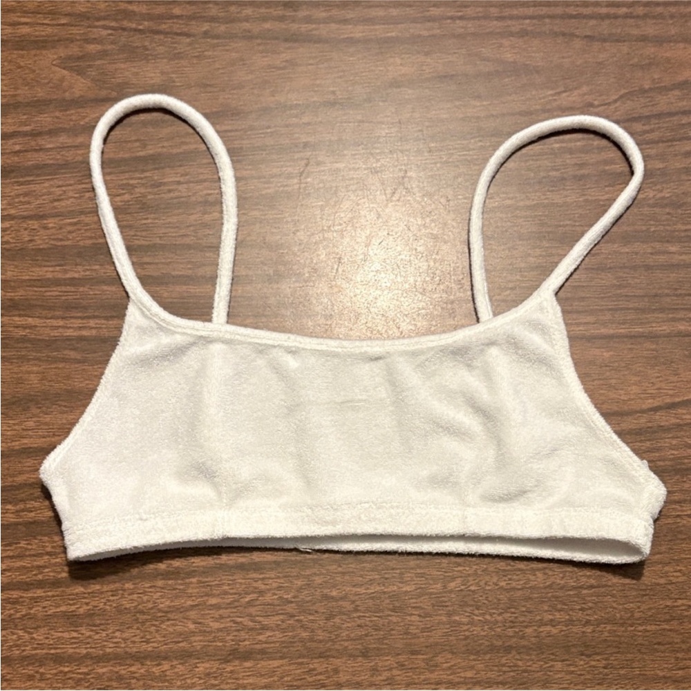 WeWoreWhat Danielle Bernstein Pull On White Towel Terry Bra Top XS